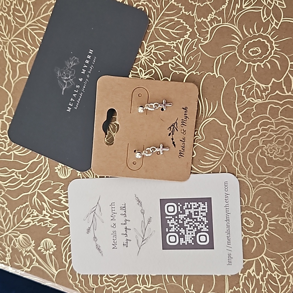 Sliver plated dainty cross earrings great for mom